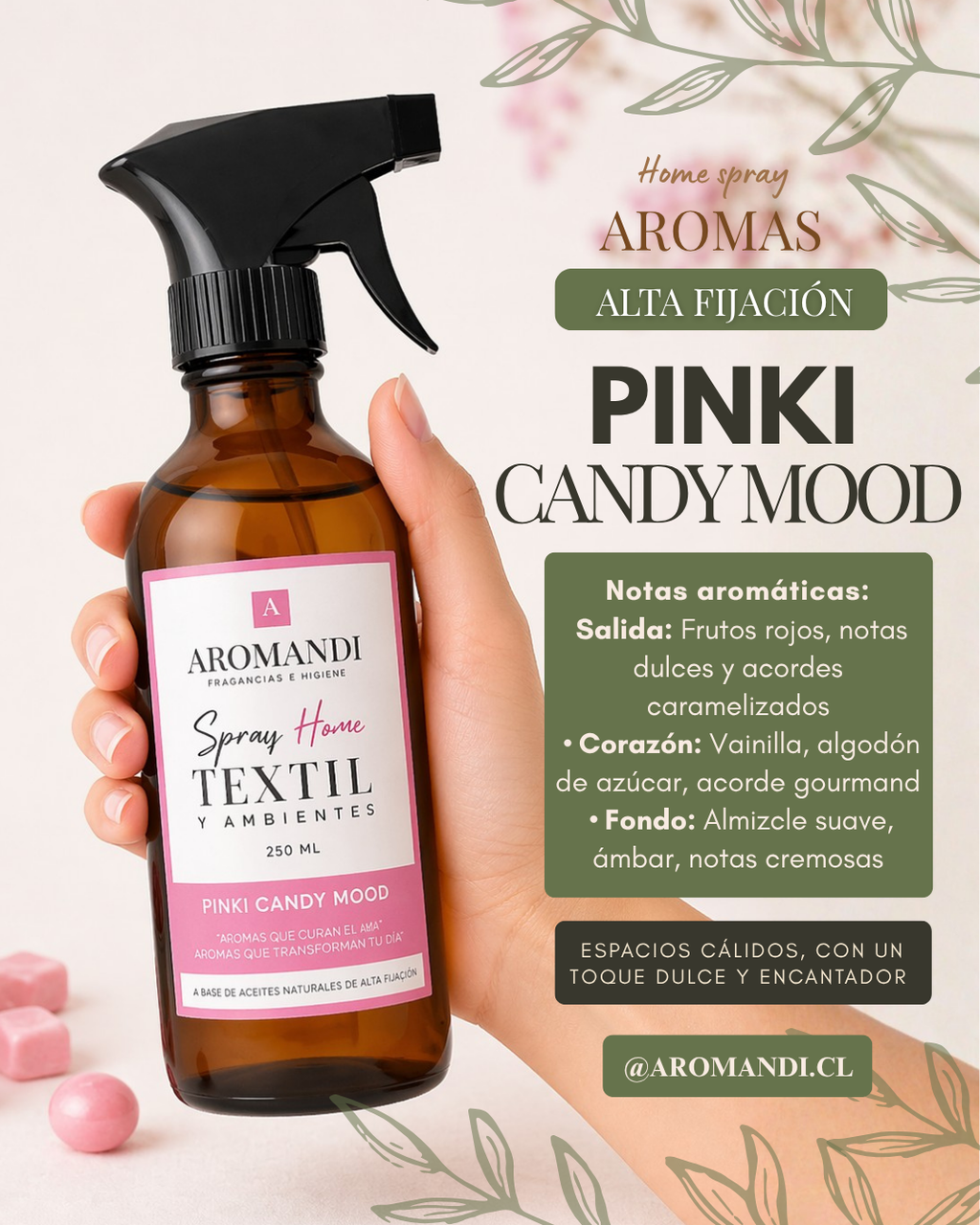 Home Spray Textil y Ambientes – 500 ml - Pinki Candy Mood